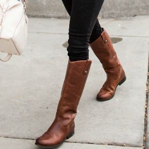 Frye Melissa button tall leather boots | brown